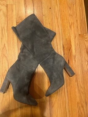 Steve Madden Charcoal Gray Suede Over-the-Knee Block Heel Boots